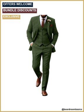 Men's 3 Piece Herringbone Tweed Suit Slim Fit Groom Wedding Prom Suit